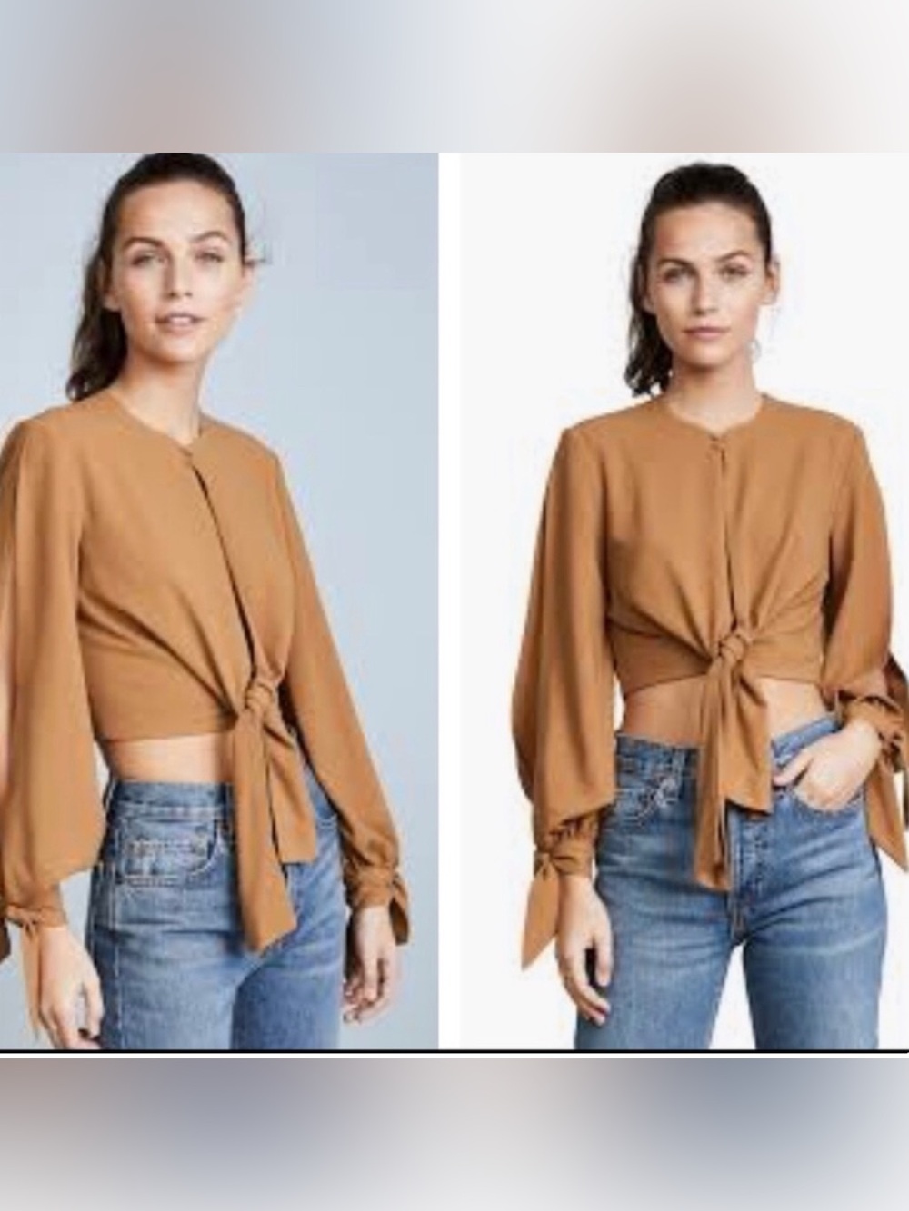 Nightcap x Carisa Rene cropped Camel Color blouse Size 4